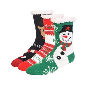Red Green Black Non-Skid 3-Pack Slipper Socks